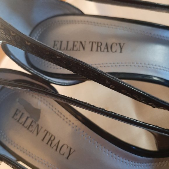 New Ellen Tracy Sequined Evening Heels - Picture 3 of 7